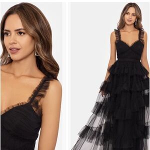 Betsy & Adam A25697 Women's Ruffled Tiered Gown $299